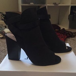 Black open toe booties